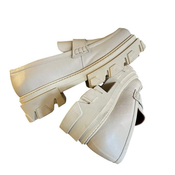 Alohas Trailblazer Cream Leather Chunky Loafers Y2K Size 42/US 11 - Picture 8 of 14